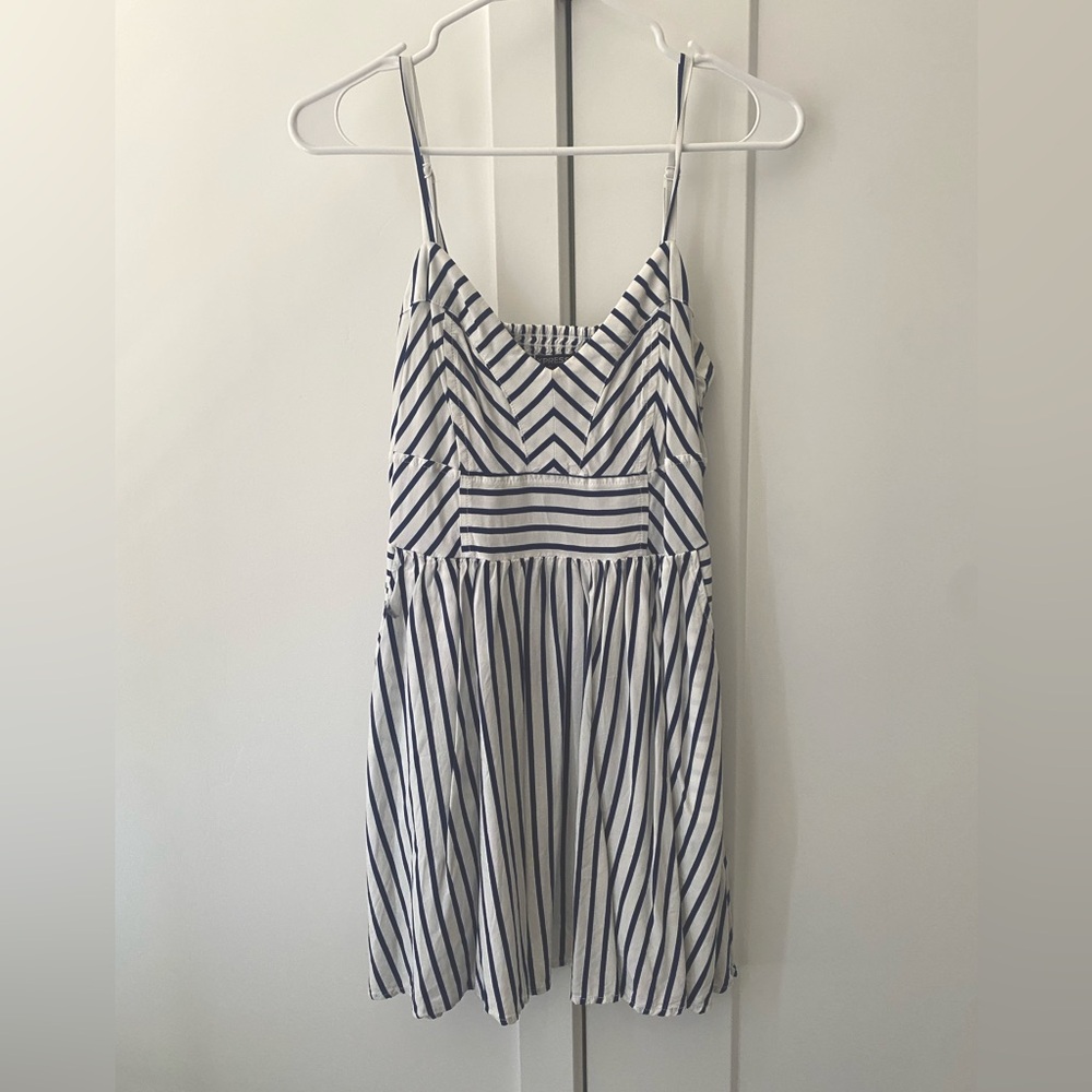 Express Navy and White Striped Dress
